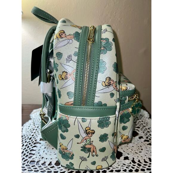 Loungefly Tinker Bell AOP Clover Mini Backpack Card Holder - Picture 5 of 8